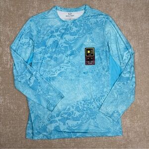 Realtree Fishing Mens L Shirt. Lt Blue Flex Fabric UPF 30 NWT